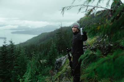 MTB rider Jackson Goldstone assesses the new Red Bull Hardline track in British Columbia. 