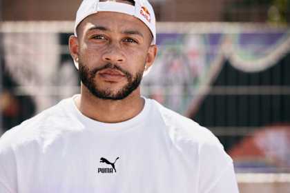 Memphis Depay seen at Red Bull Street Rhythm by Memphis Depay in Barcelona, Spain in 2022. 