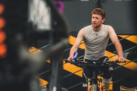 Charlie Hatton at the Red Bull Mountain Bike Performance Camp in Machynlleth Mai 2023, Wales. 