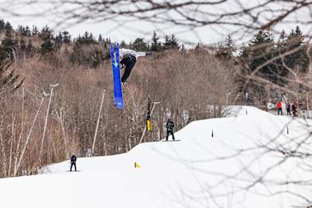 Zeb Powell at Killington during the Red Bull Slide-In Tour in Killington