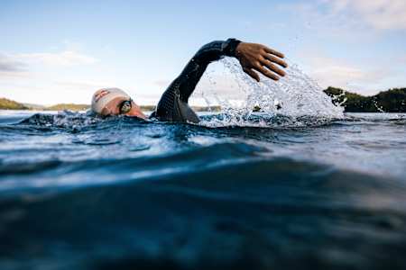 Hayden Wilde trains at Lake Rotoma in Whakatane, NZ in 2023