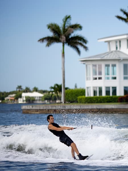 Guenther Oka wakeboards in Casey Key, Florida