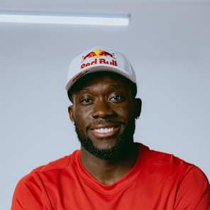 Bayern Munich and Canada defender Alphonso Davies poses for a photo in Munich, Germany. 