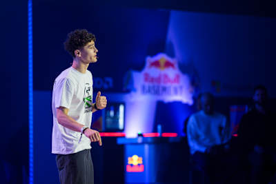 As one of the top 10 in the Red Bull Basement World Final, Krištof Piteľ of Slovakia pitches his idea, SoilScale, in San Francisco, California, USA on June 3, 2026.