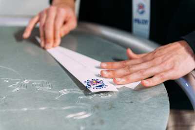 Detail of a paper plane during the Red Bull Paper Wings 2019 Qualifier in Aichi, Japan on April 7, 2019.