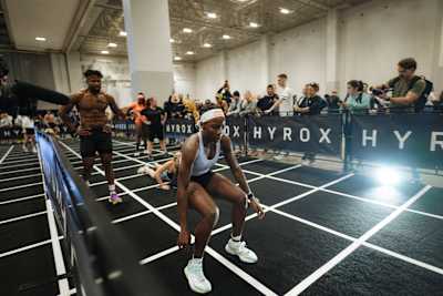 Onthatile Zulu and Matthew Stone perform at Hyrox at CTICC in Cape Town, South Africa on July 20, 2025 