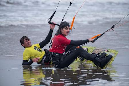 Contestants rest from kitesurfing at BK Freestyle Kitesurfing 2018.