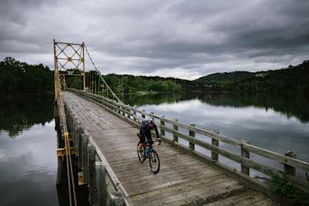 Rebecca Rusch rides her gravel bike on the Bentonville to Ponca section of the Arkansas High Country Route in the United States.