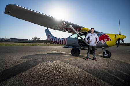 Andy Farrington poses for a portrait while he trains in San Luis Obispo in preparation for the Plane Swap live feat on April 24, 2022.