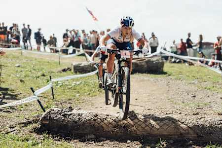 Evie Richards performs at UCI XCO World Championships in Les Gets, France on August 28, 2022  