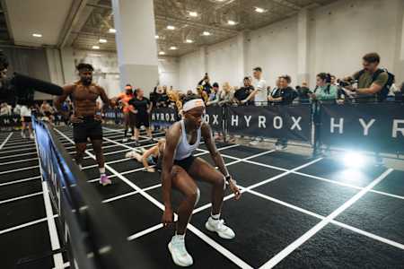 Onthatile Zulu and Matthew Stone perform at Hyrox at CTICC in Cape Town, South Africa on July 20, 2025 