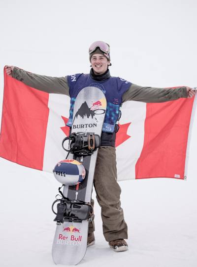 Mark McMorris is pictured with the Canadian flag after winning at the Burton US Open 2018 in Vail, Colorado, USA.