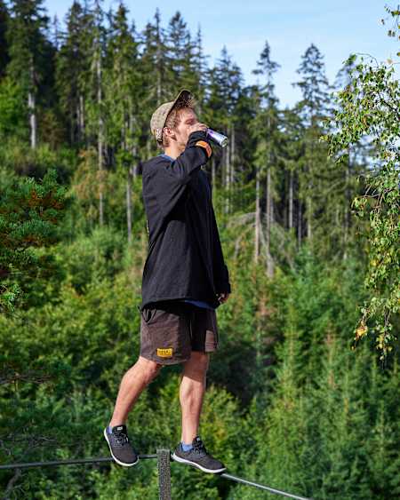 Krystian Kowalewski is pictured during the filming of Wild Freerun in the Rudawy Janowickie mountain range in Poland.