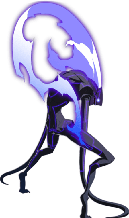 Ein dünnes, großes Wesen mit langen, dürren Armen