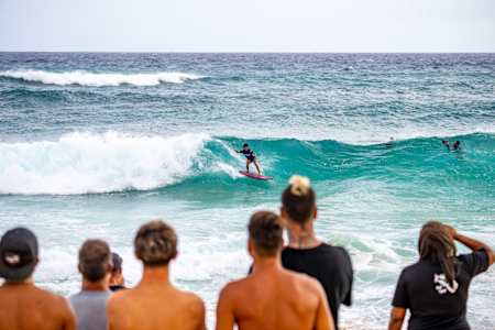 Participant surfs at Red Bull Foam Wreckers in Honolulu, Hawaii