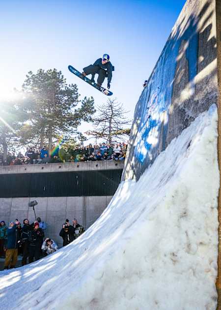 Luke Winkelmann hits a jump at Red Bull Heavy Metal 2023 in Detroit