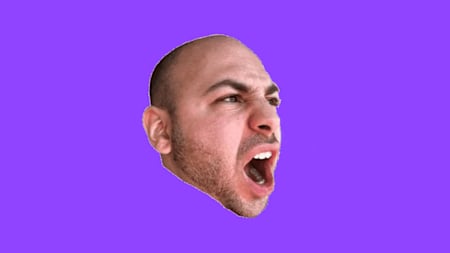 Ein Mann brüllt nach rechts