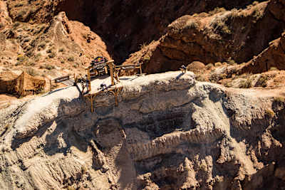 Brandon Semenuk drops out of the start gate during finals at Red Bull Rampage in Virgin, Utah, USA on 21 October, 2022.