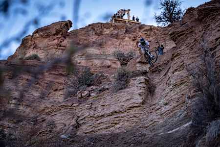 Brage Vestavik riding the course during the Red Bull Rampage in Virgin, Utah, USA on 14 October, 2021.