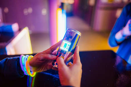 A view of a person playing a Red Bull Tetris® can console in Bern, Switzerland on November 6, 2025.