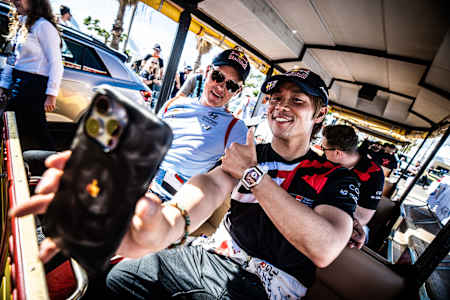 Tänak (left) has been providing advice to Katsuta