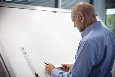 Adrian Newey seen at the Red Bull Racing Factory in Milton Keynes, United Kingdom, 2020.