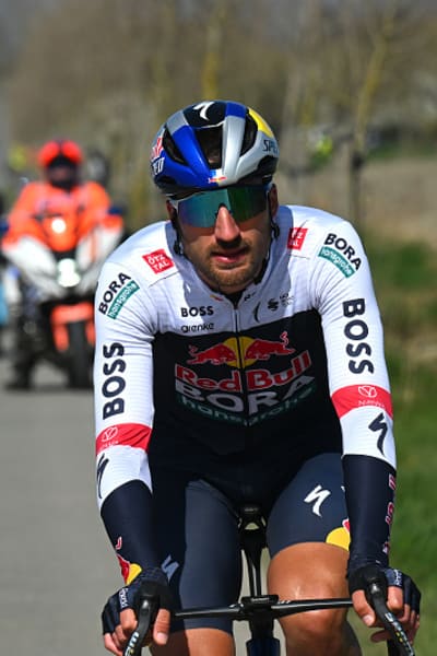 Gianni Moscon of Italy and Team Red Bull - BORA - hansgrohe competes during the 87th Gent-Wevelgem in Flanders Fields 2025, Men's Elite a 250.3km one day race from Ypres to Wevelgem