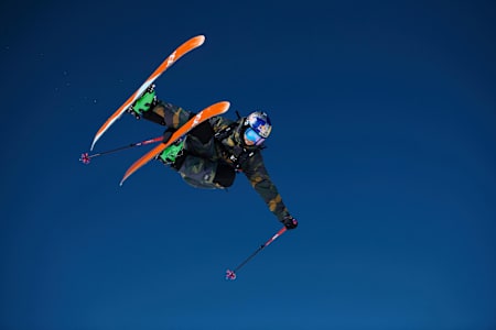 Paddy Graham freeskiing on the Stelvio glacier in Italy.