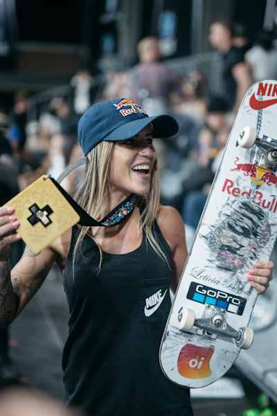 Street Skate winner Leticia Bufoni poses with her X Games Gold Medal.