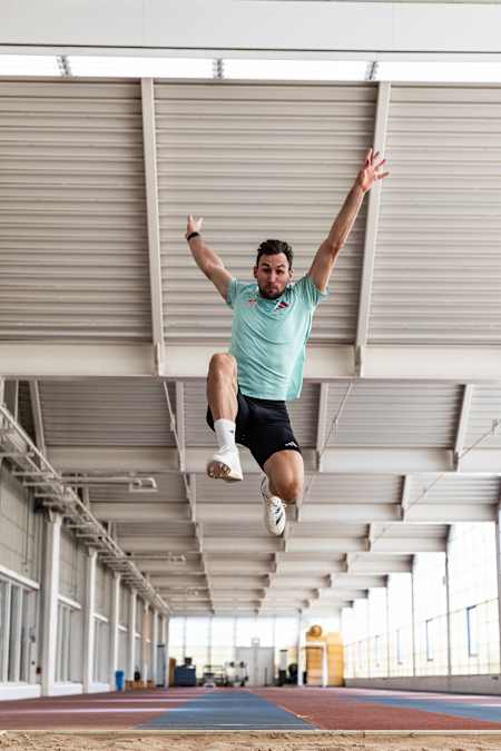 Niklas Kaul during his decathlon training in Mainz, Germany in 2024 