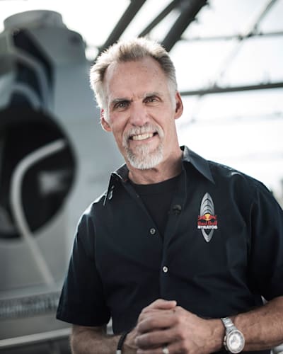 Red Bull Stratos Technical Project Director Art Thompson poses for a portrait in front of the mission's capsule at Hangar-7 in Salzburg, Austria.