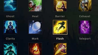 Menu zaklęć przywoływacza w League of Legends.