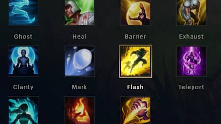 Images of the Summoner Spells menu in League of Legends.