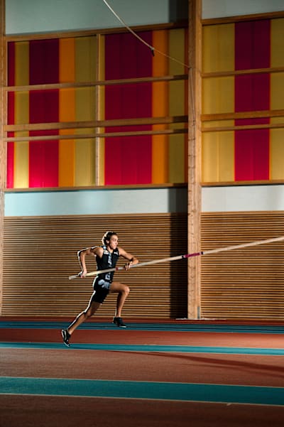 Armand Duplantis performs during a photoshoot in Uppsala, Sweden on January 29, 2020.