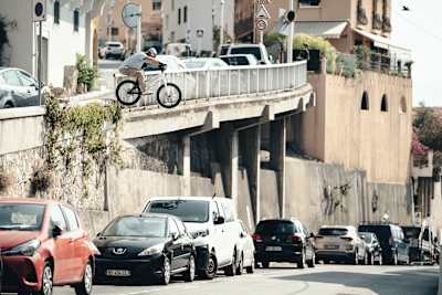 Fabio Wibmer performs during filming "Video Game" in France on October 11, 2022.