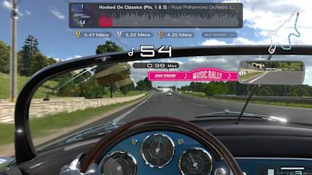 Screenshot aus Gran Turismo 7 für PlayStation 5 zeigt ein Rennen im neuen Music Rally-Modus
