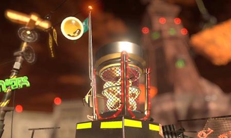 Screenshot aus Splatoon 3 zeigt den Korb beim Eierwurf im Koop-Modus Salmon Run - Die nächste Welle