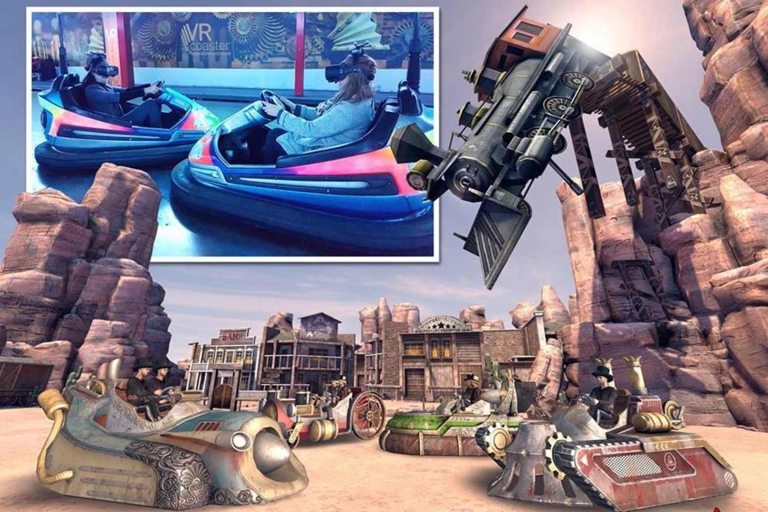 Steampunk VR Scooter: VR bumper car racing experience