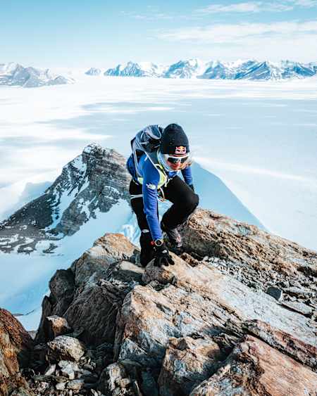 Fernanda Maciel climbs Mount Vinson during the project 7 Summits in Antarctica on December 20, 2022.