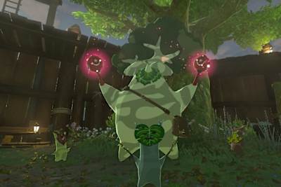 Ein großer Korok mit drei kleineren