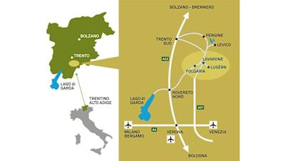 Map of the Alpe Cimbra region, Italy, June 26th 2018.