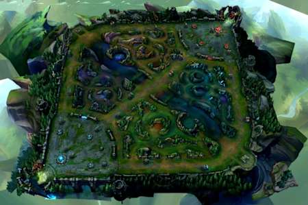 Imagen general del mapa de juego de League of Legends.