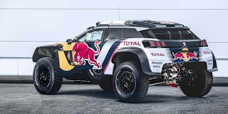 Studio photo of the Peugeot 3008 DKR Maxi ahead of the Dakar Rally 2018.