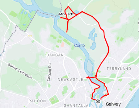City centre to Menlo running route, Galway