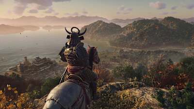 Yasuke surveys a lakeside vista in Assassin's Creed: Shadows.