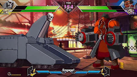 Ein Panzer mit einem Totenkopf am Ende seines Feuerrohrs