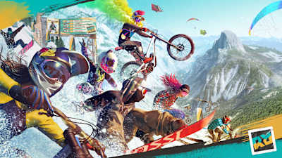 Promotional image of different sports in a mass race in Riders Republic