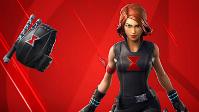Screenshot de Fortnite montrant le skin Black Widow.