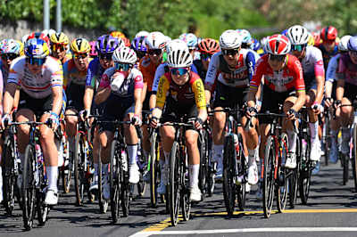 Zoe Backstedt of Great Britain competes during the 5th Tour de France Femmes in Geneva, Switzerland. 
