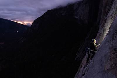 Sasha DiGiulian seen while climbing the Platinum Wall route on El Capitan in Yosemite National Park.  
